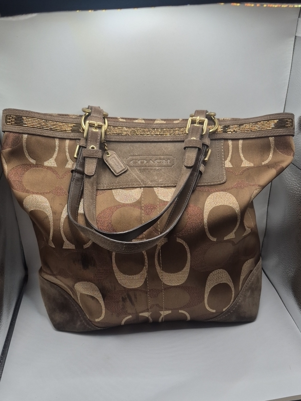 Coach Signature Canvas Brown Tote Bag  VINTAGE